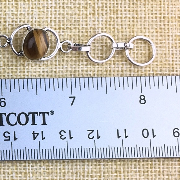 New Abalone & Tigers Eye Gemstone Silver Overlay Bracelet 7 1/4 & 8 - Picture 5 of 8